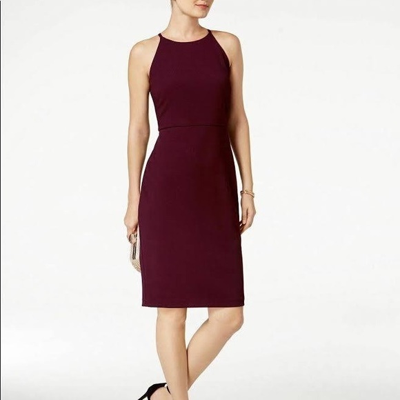 Taylor Dresses & Skirts - Burgundy Taylor Apron-Halter Sheath Dress sz 16